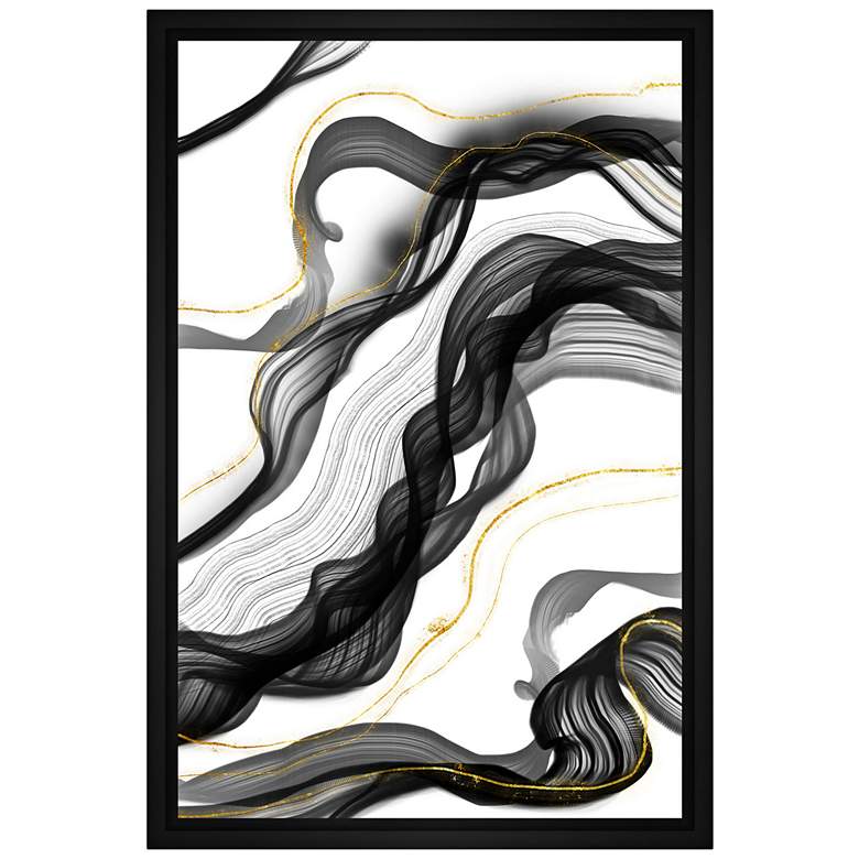 Image 1 Gray Ribbon 21 3/4 inch High Framed Canvas Wall Art