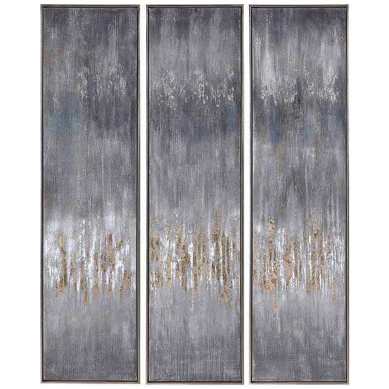 Image 3 Gray Showers 61 inch High 3-Piece Framed Canvas Wall Art Set