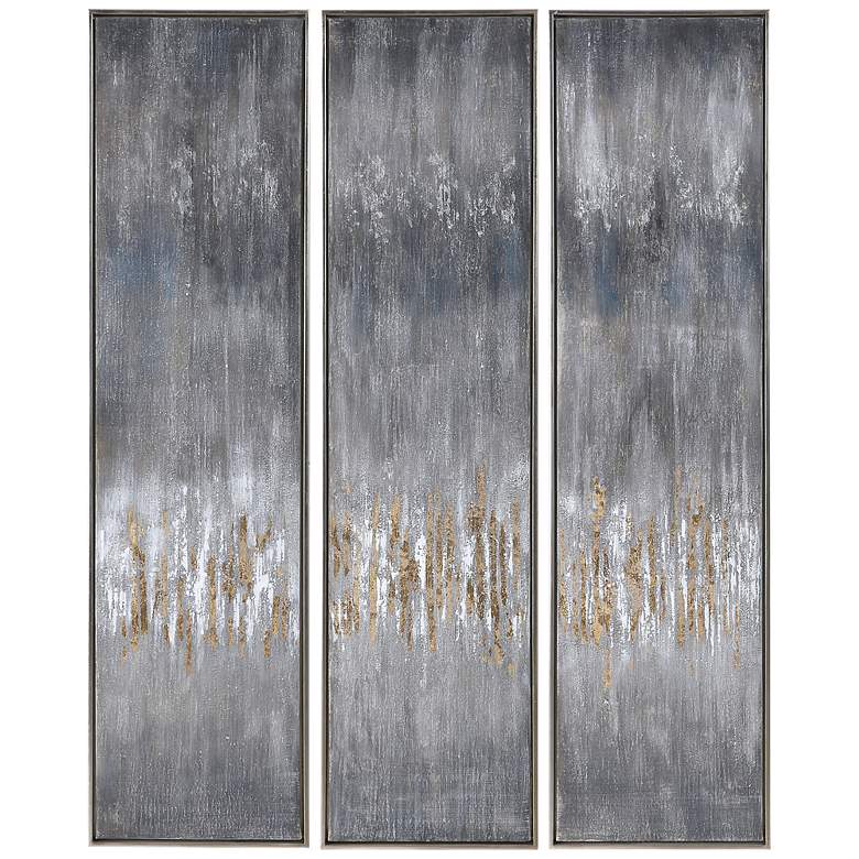 Image 3 Gray Showers 61" High 3-Piece Framed Canvas Wall Art Set