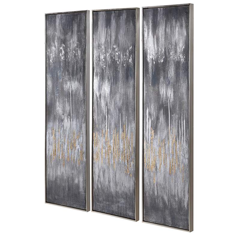 Image 5 Gray Showers 61" High 3-Piece Framed Canvas Wall Art Set more views