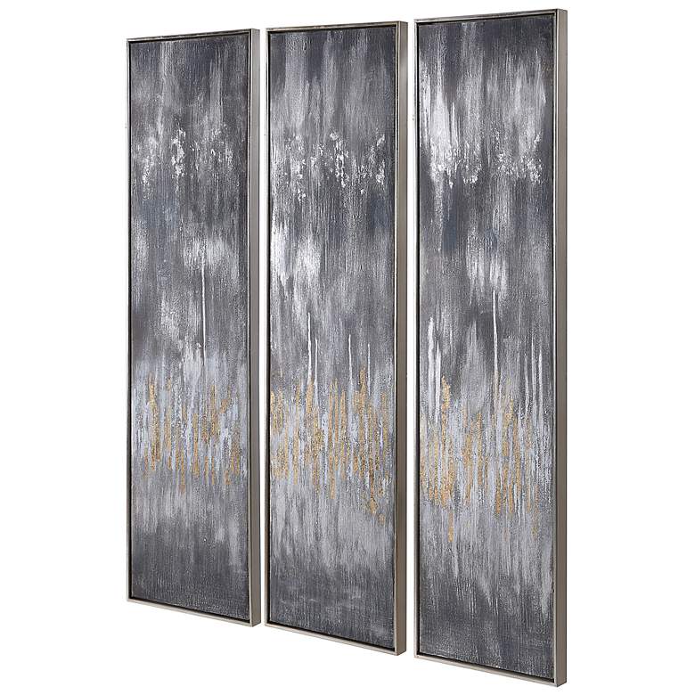 Image 6 Gray Showers 61" High 3-Piece Framed Canvas Wall Art Set more views