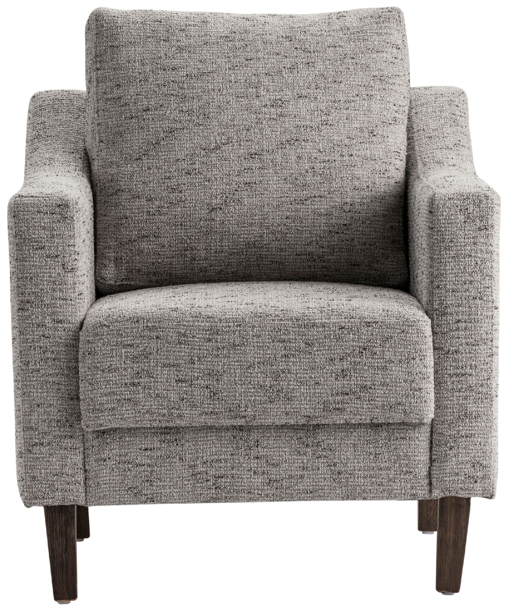 Image 2 Gray Upholstered Accent Arm Chair with Brown Solid Wood Frame more views