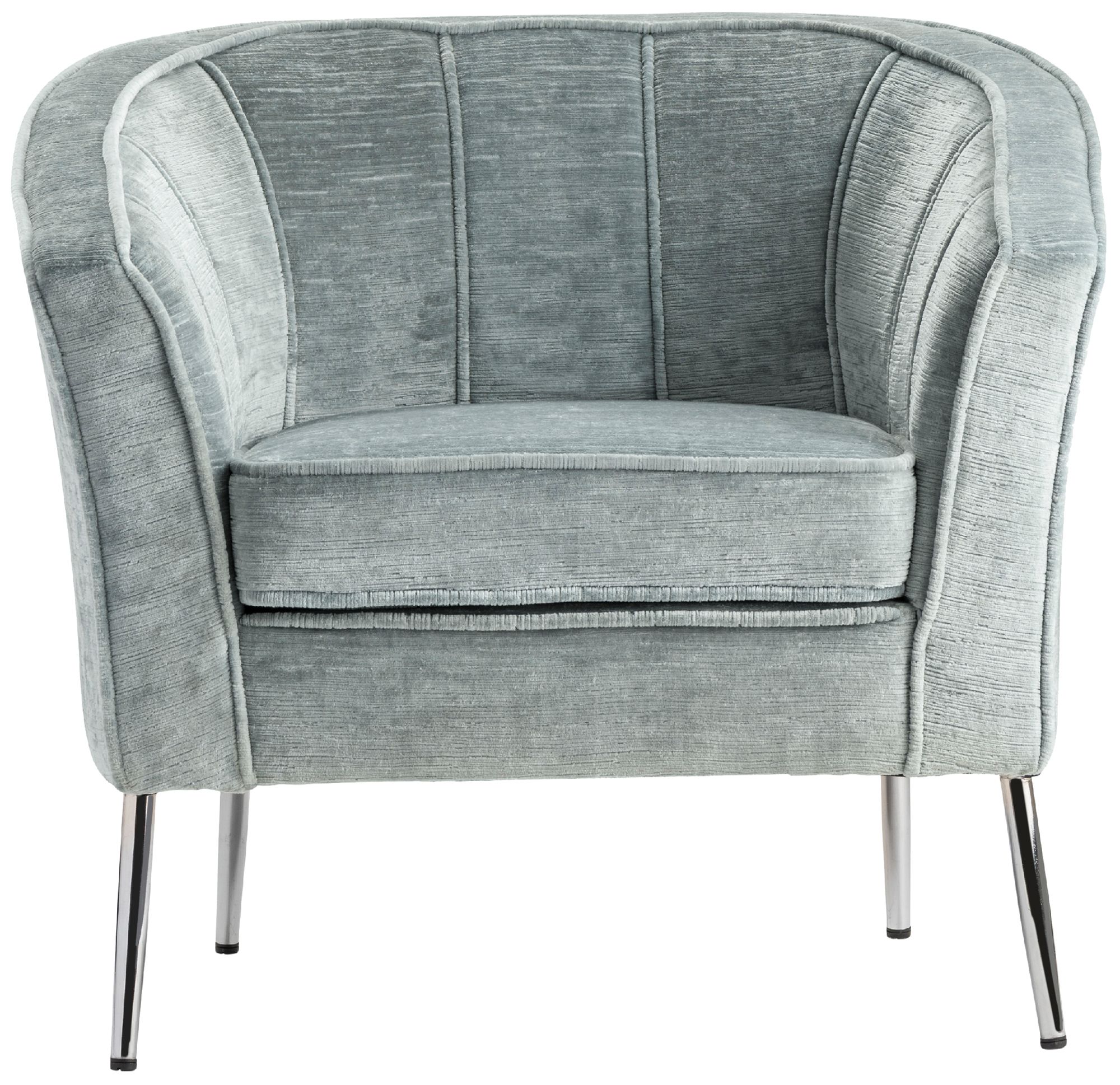 Image 2 Gray Upholstered Accent Arm Chair with Silver Iron Frame more views