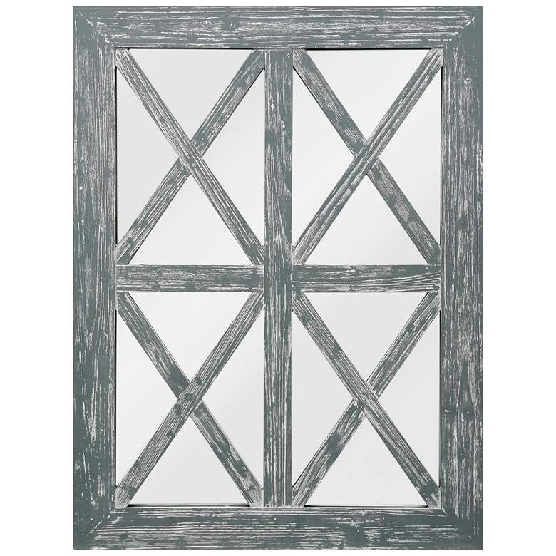 Image 1 Gray Wash X-Framed Window Pane 30 inch x 40 inch Wall Mirror