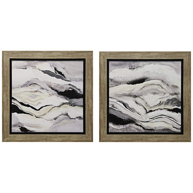 Image 1 Gray Waves 34 1/4 inch Square 2-Piece Framed Prints Wall Art Set