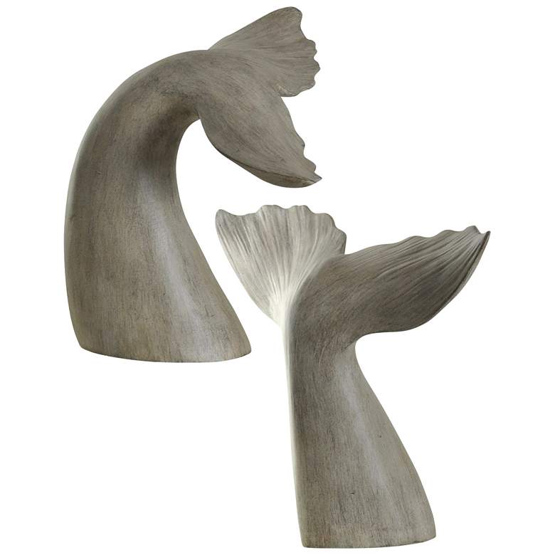 Image 1 Gray Whale Tail Book Ends - Melville Finish - Set of 2