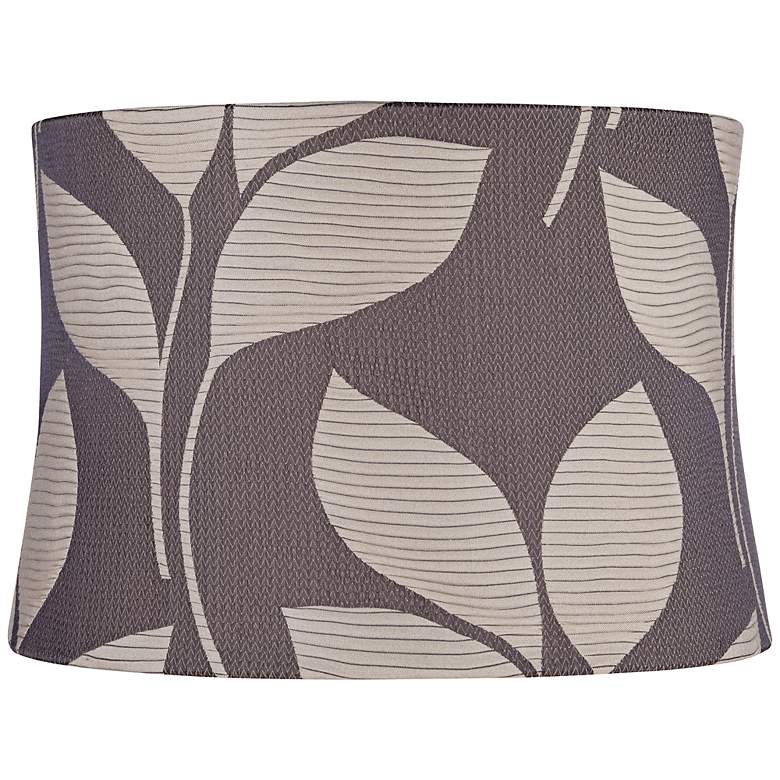 Image 1 Gray With Sand Leaves Drum Lamp Shade 15x16x11 (Spider)