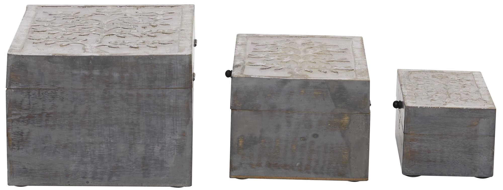 Gray Wood Country Cottage Box, S/3 8", 10", 12"W