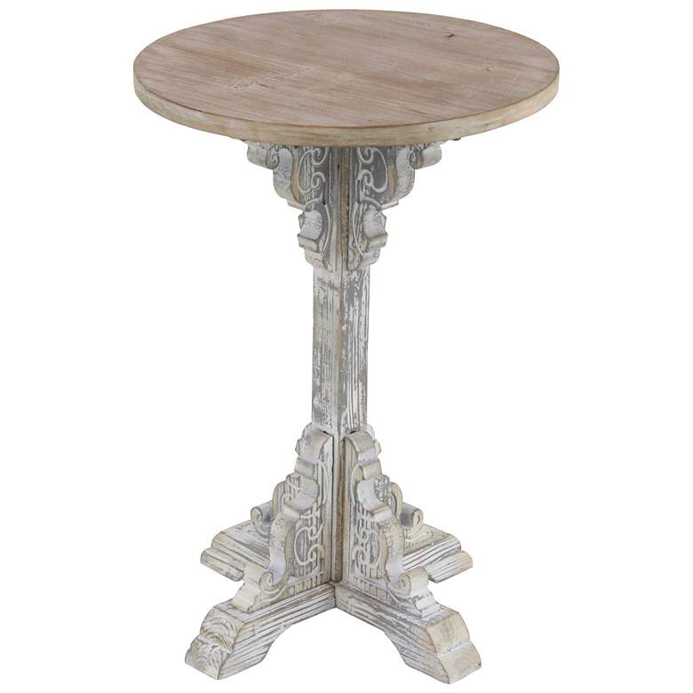 Image 1 Gray Wood Farmhouse Accent Table, 15" x 15" x 23"