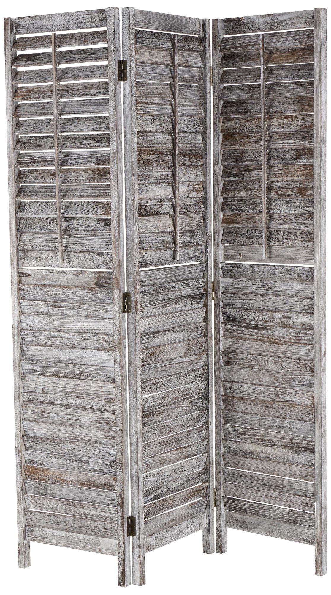 Image 2 Gray Wood Rustic Room Divider Screen, 48" x 3" x 67"