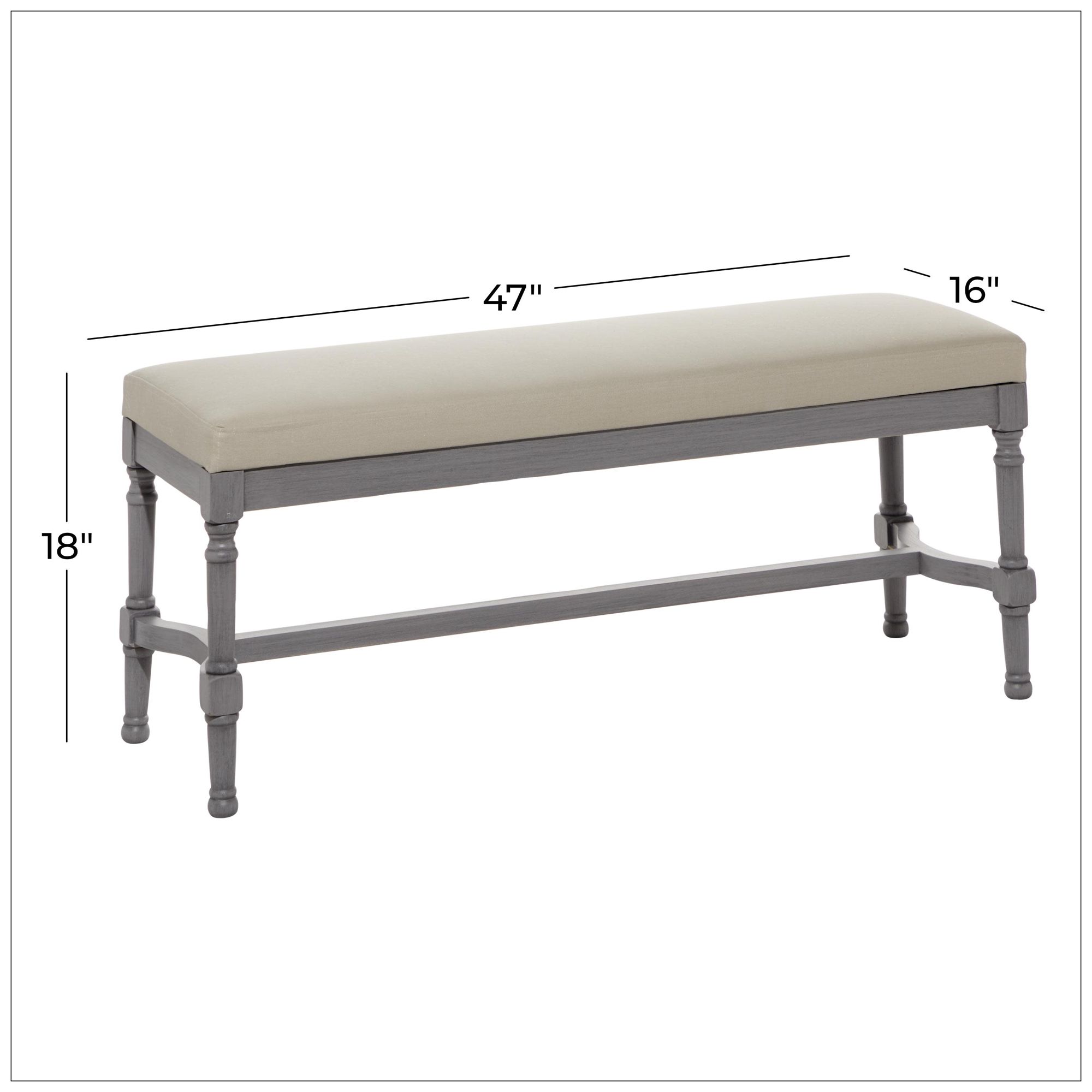 Image 5 Gray Wood Traditional Bench, 47" x 16" x 18" more views