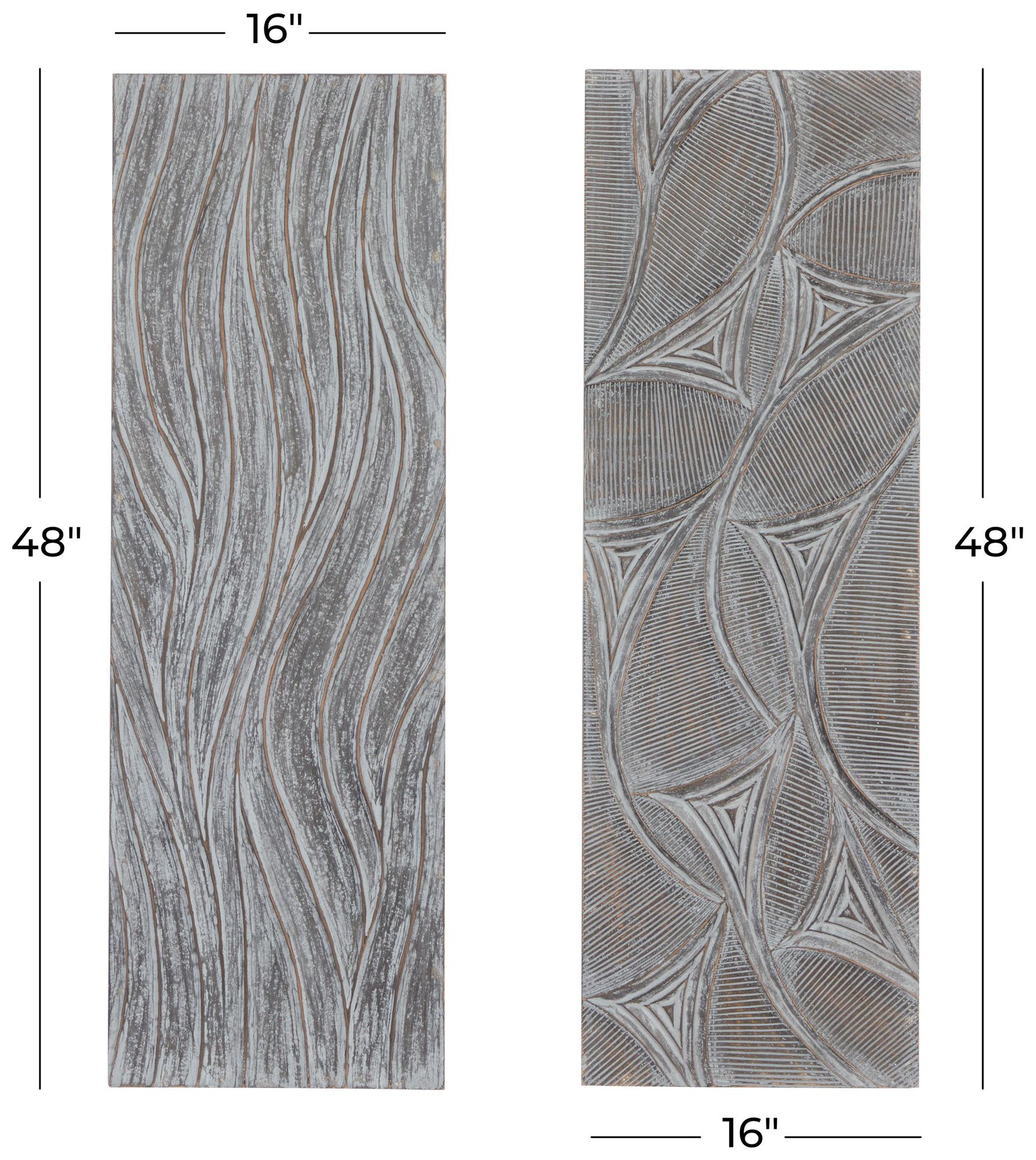 Image 7 Gray Wooden Modern Wall Decor, S/2 16"W, 48"H more views