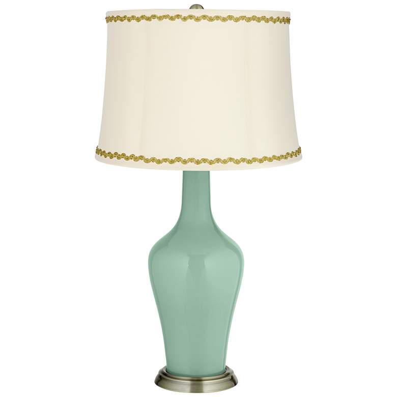 Image 1 Grayed Jade Anya Table Lamp with Relaxed Wave Trim
