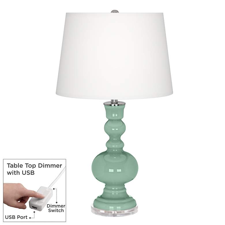 Image 1 Grayed Jade Apothecary Table Lamp with Dimmer