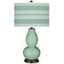 Grayed Jade Bold Stripe Double Gourd Table Lamp