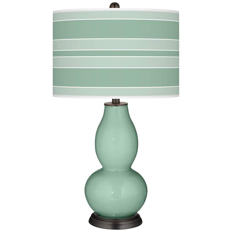 Image 1 Grayed Jade Bold Stripe Double Gourd Table Lamp