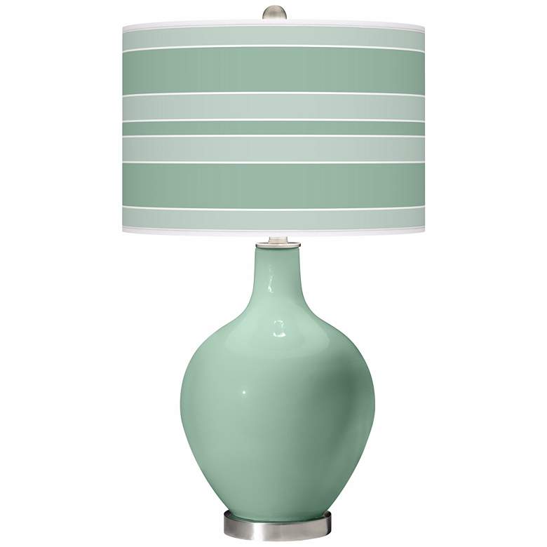 Image 1 Grayed Jade Bold Stripe Ovo Table Lamp