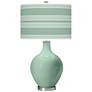 Grayed Jade Bold Stripe Ovo Table Lamp