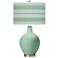 Grayed Jade Bold Stripe Ovo Table Lamp