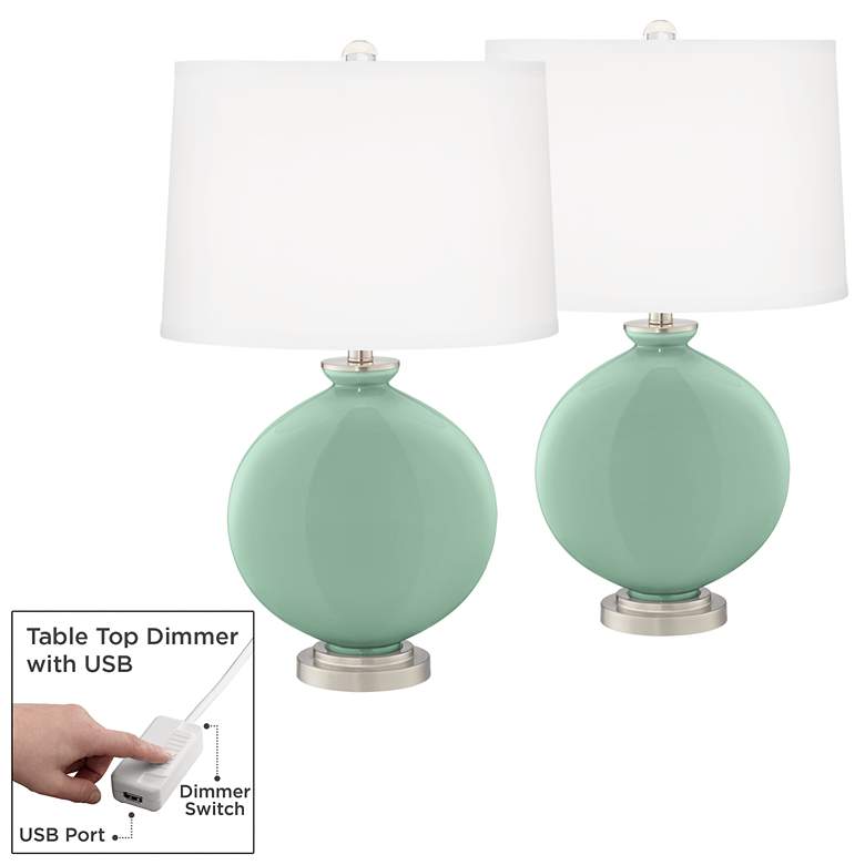 Image 1 Grayed Jade Carrie Table Lamp Set of 2 with Dimmers