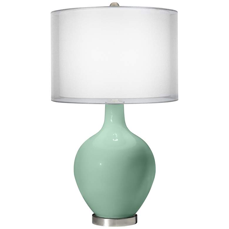 Image 1 Grayed Jade Double Sheer Silver Shade Ovo Table Lamp