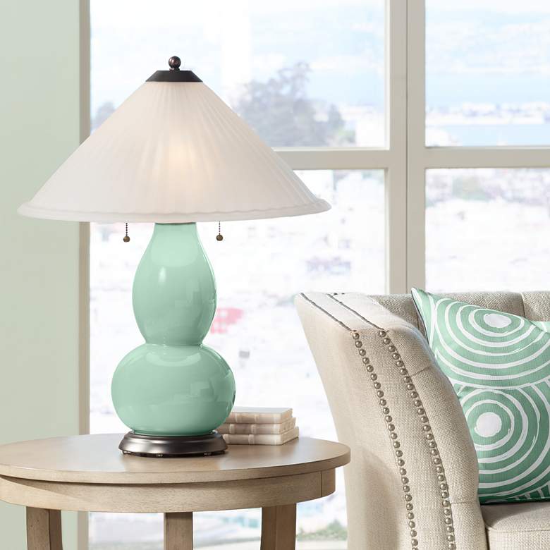 Image 1 Grayed Jade Fulton Table Lamp with Fluted Glass Shade