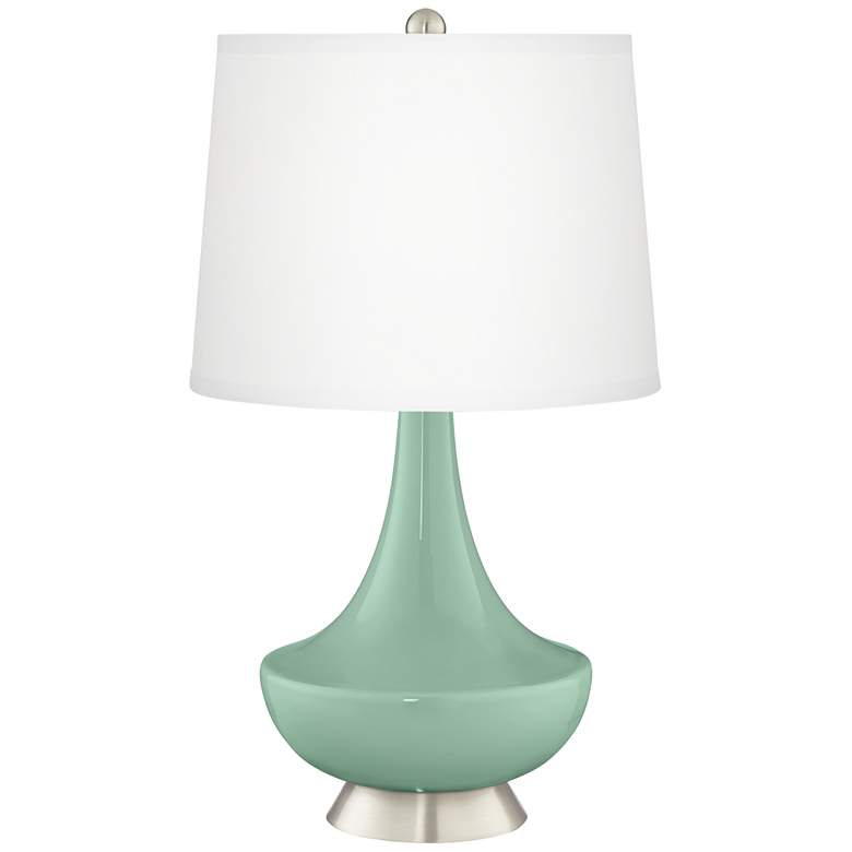 Image 2 Grayed Jade Gillan Glass Table Lamp with Dimmer