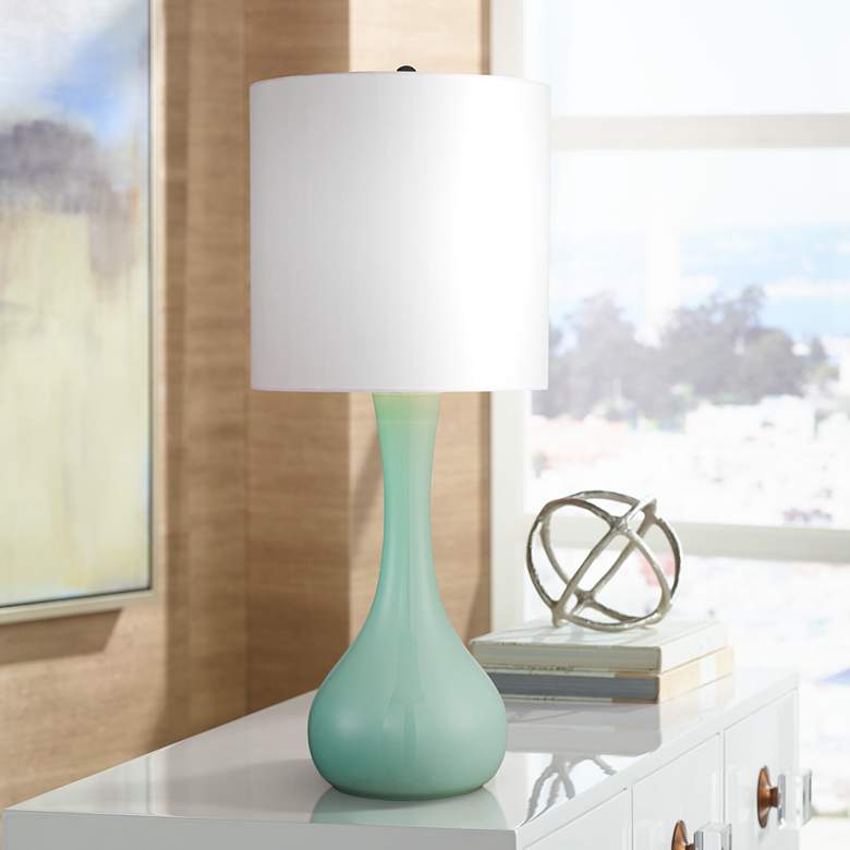 Image 1 Grayed Jade Glass Accent Table Lamp