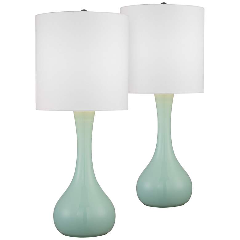 Image 1 Grayed Jade Glass Table Lamp Set of 2