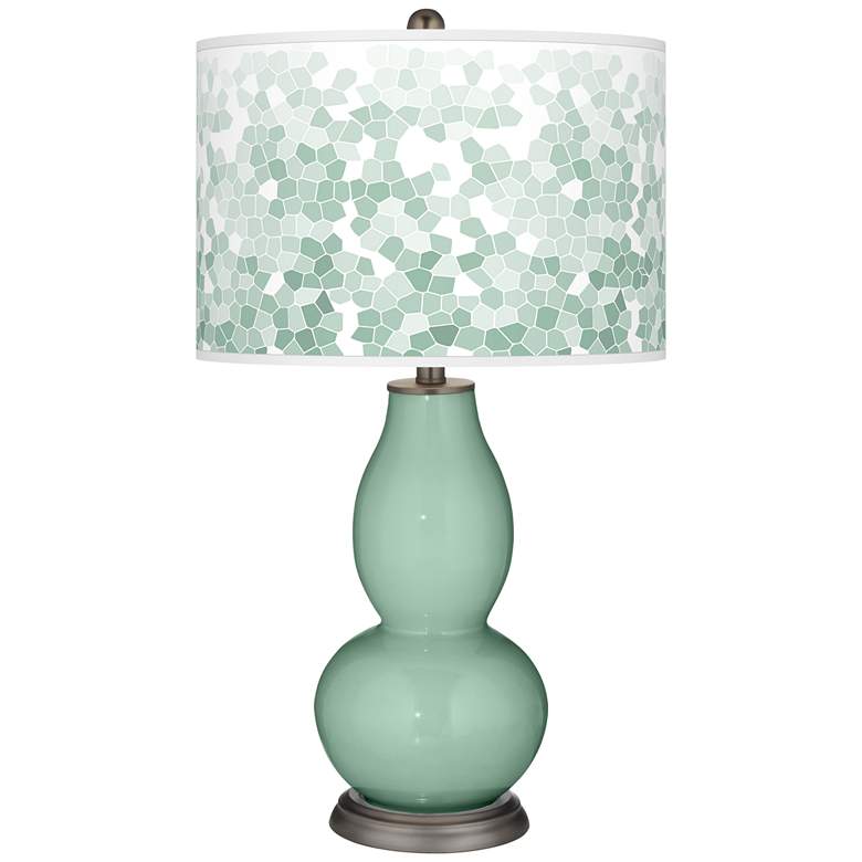 Image 1 Grayed Jade Mosaic Giclee Double Gourd Table Lamp