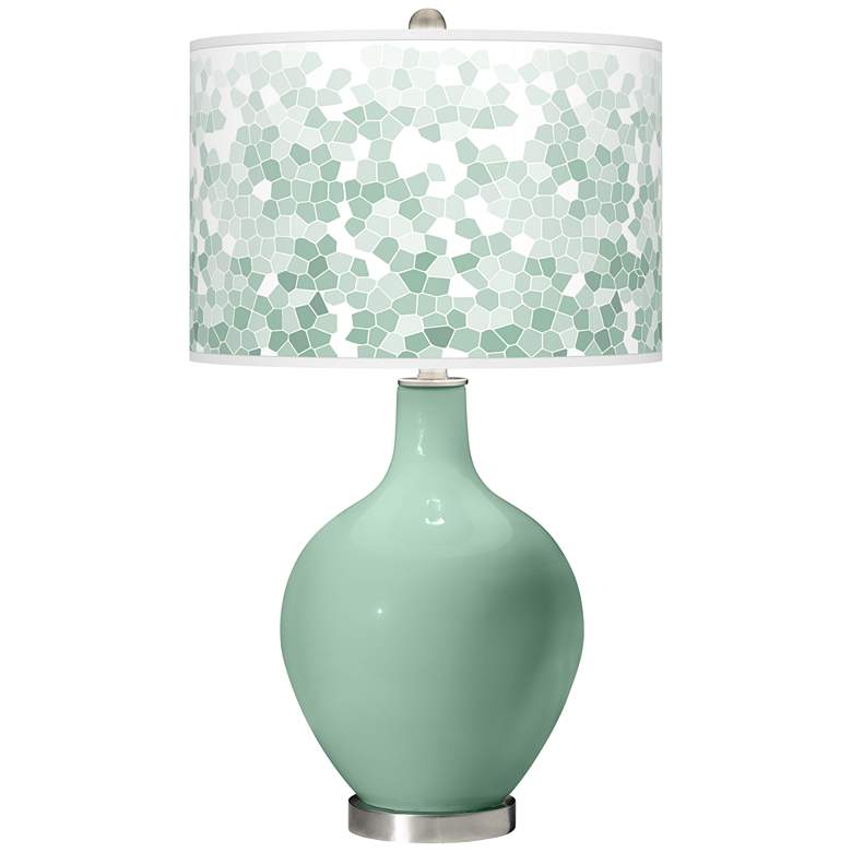 Image 1 Grayed Jade Mosaic Giclee Ovo Table Lamp