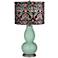 Grayed Jade Multi-Color Embroidered Double Gourd Table Lamp