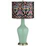 Grayed Jade Multi-Color Embroidered Shade Anya Table Lamp