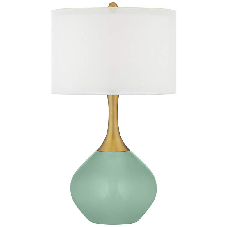 Image 1 Grayed Jade Nickki Brass Modern Table Lamp