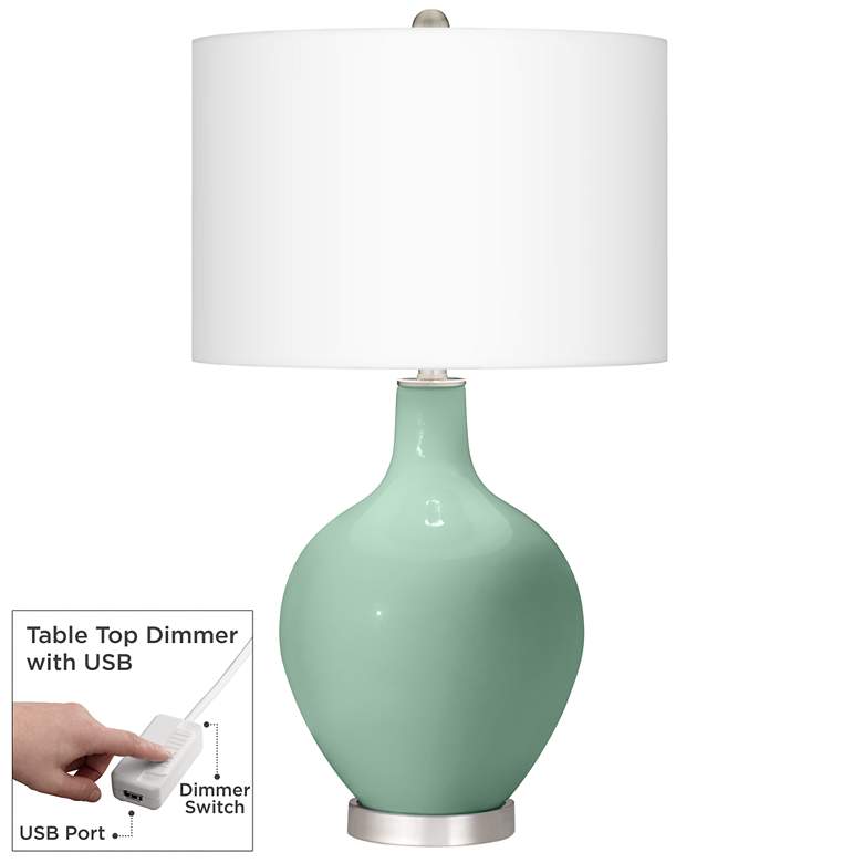 Image 1 Grayed Jade Ovo Table Lamp With Dimmer
