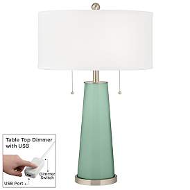 Image1 of Grayed Jade Peggy Glass Table Lamp With Dimmer