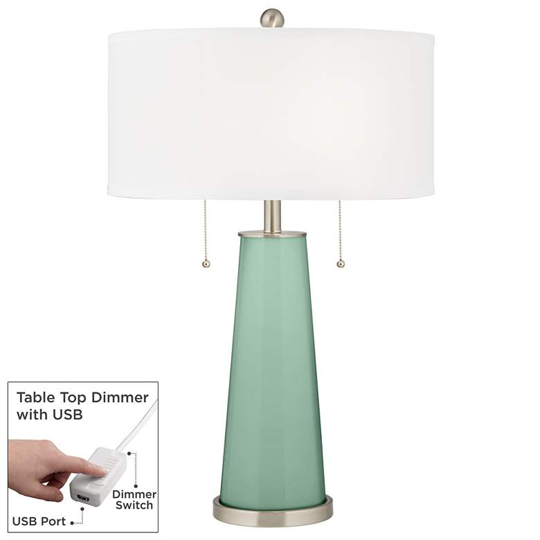 Image 1 Grayed Jade Peggy Glass Table Lamp With Dimmer