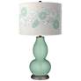 Grayed Jade Rose Bouquet Double Gourd Table Lamp