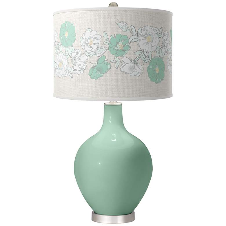 Image 1 Grayed Jade Rose Bouquet Ovo Table Lamp