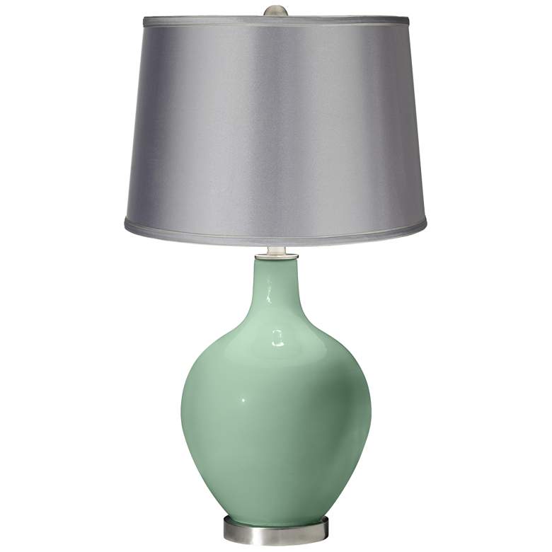 Image 1 Grayed Jade - Satin Light Gray Shade Ovo Table Lamp