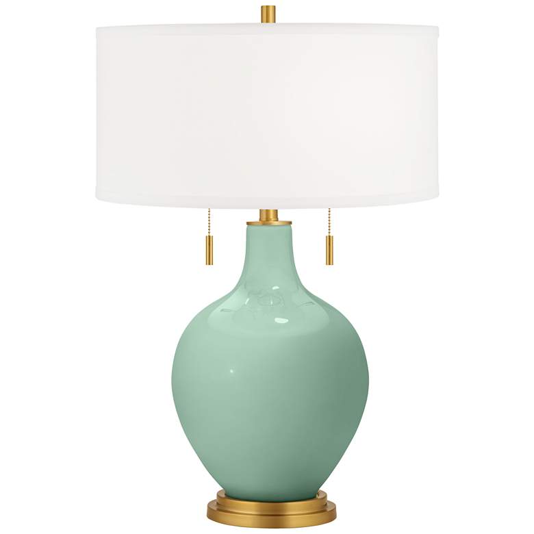 Image 2 Grayed Jade Toby Brass Accents Table Lamp with Dimmer