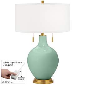 Image1 of Grayed Jade Toby Brass Accents Table Lamp with Dimmer