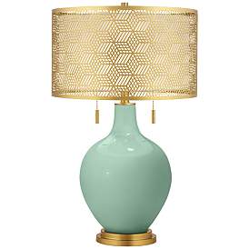 Image1 of Grayed Jade Toby Brass Metal Shade Table Lamp