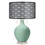 Grayed Jade Toby Table Lamp With Black Metal Shade