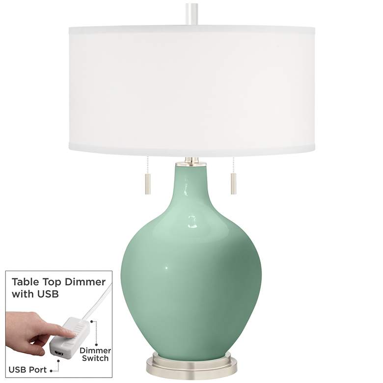 Image 1 Grayed Jade Toby Table Lamp with Dimmer