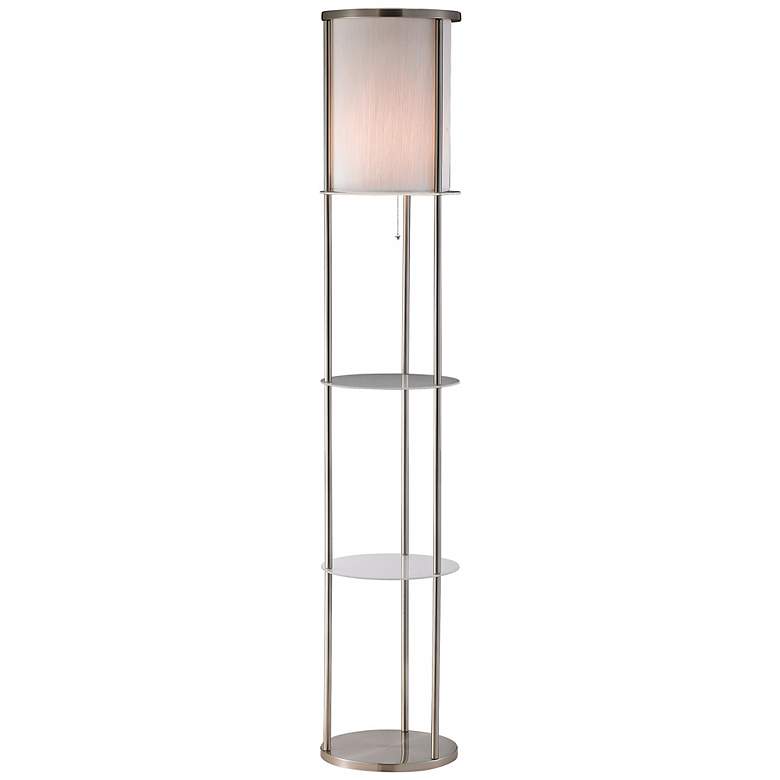 Image 1 Grayling Satin Steel Shelf Floor Lamp