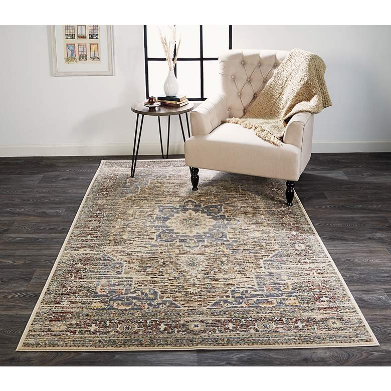 Image 1 Grayson 3578F 4&#39;11 inchx7&#39;8 inch Beige and Tan Oriental Area Rug