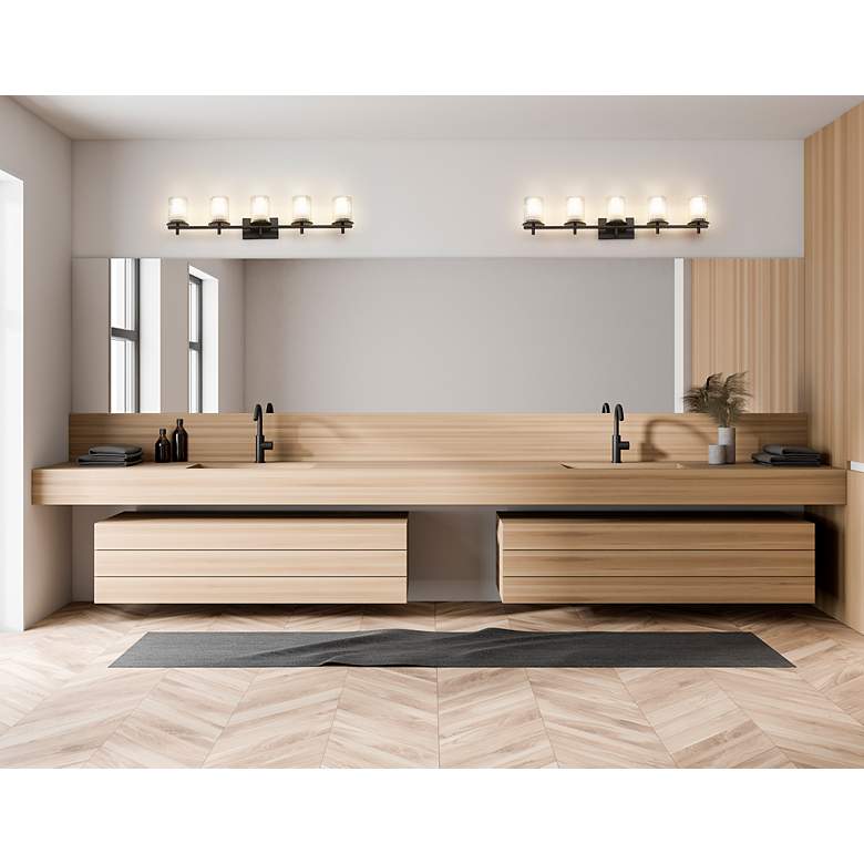 Image 3 Grayson 40" Wide Matte Black 5-Light Vanity Bath Light more views