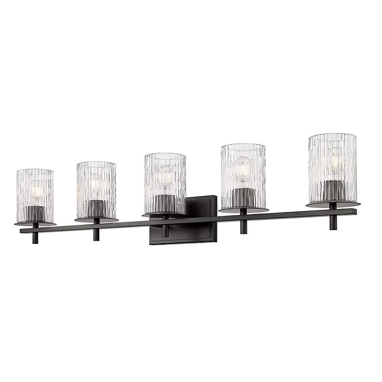 Image 5 Grayson 40" Wide Matte Black 5-Light Vanity Bath Light more views