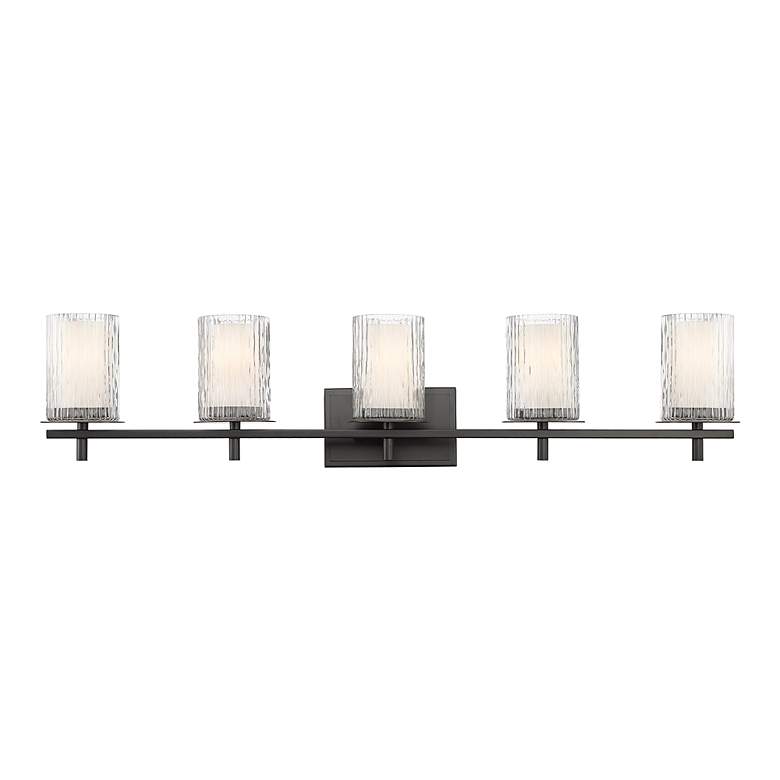 Image 6 Grayson 40" Wide Matte Black 5-Light Vanity Bath Light more views
